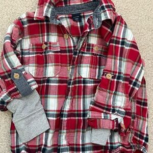 babyGap Red, White & Green Plaid Button-Down Shirt